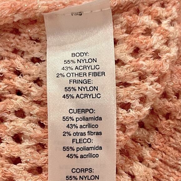 WHBM Peach Colored Fringe Pullover Sweater Size Medium (Runs Large) - Picture 8 of 11